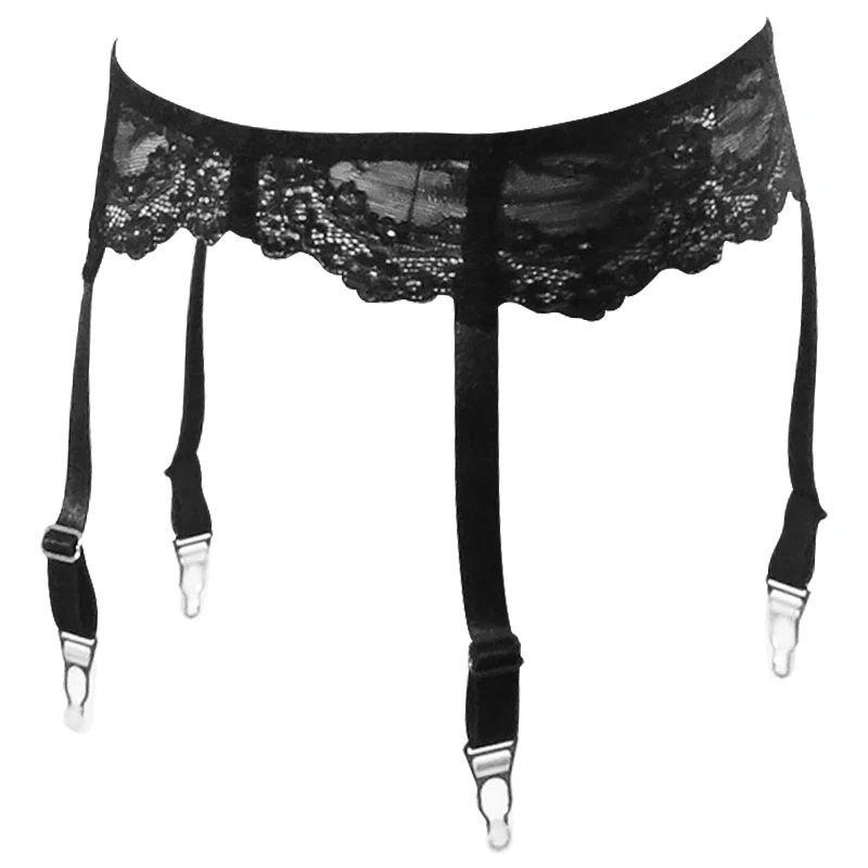 

Vintage Summer Women Sexy Sheer Garter Belt Metal Buckle Ultra Low Waist Lace Suspender Garters For Thigh High Stockings
