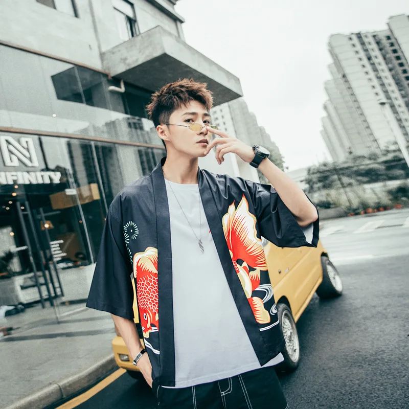 

Japanese Kimono Traditional Yukata Kimono Cardigan Men Beach Thin Asian Clothes Japan Kimonos Male Fashion Casual Cardigan Shirt