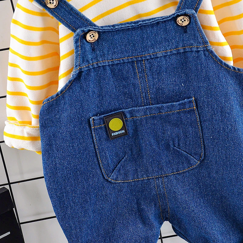 

New Spring Autumn Baby Boys Girls Clothes Infant Striped Hoodies Overalls 2Pcs/sets Children Fashion Clothing Kids Tracksuits