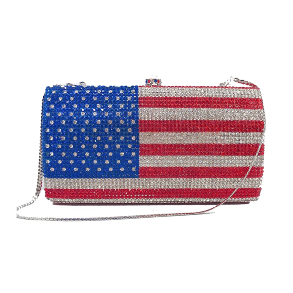 

Women Diamond Evening Bag Star Prints Shoulder Flap For Lady Classic Style Handbags Female Fashion Striped Party Crossbody Purse