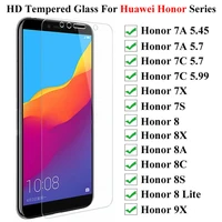 hd protective glass on for huawei honor 7a 7x 7c 7s tempered screen protector glass honor 8 lite 9x 8x 8a 8c 8s glass film case