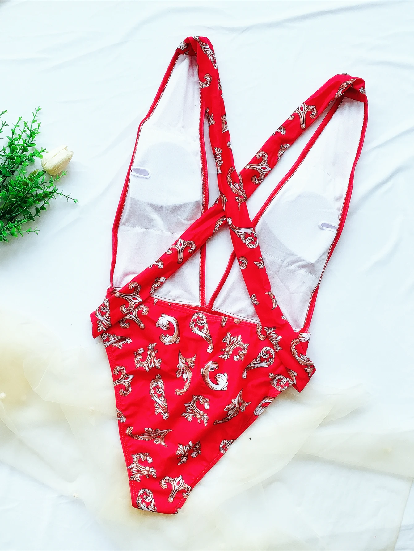 

2021 Summer Printing Swimwear Womens Bathing Suits One-Piece Swimsuit Sexy Bandage Hollow Design Bikini