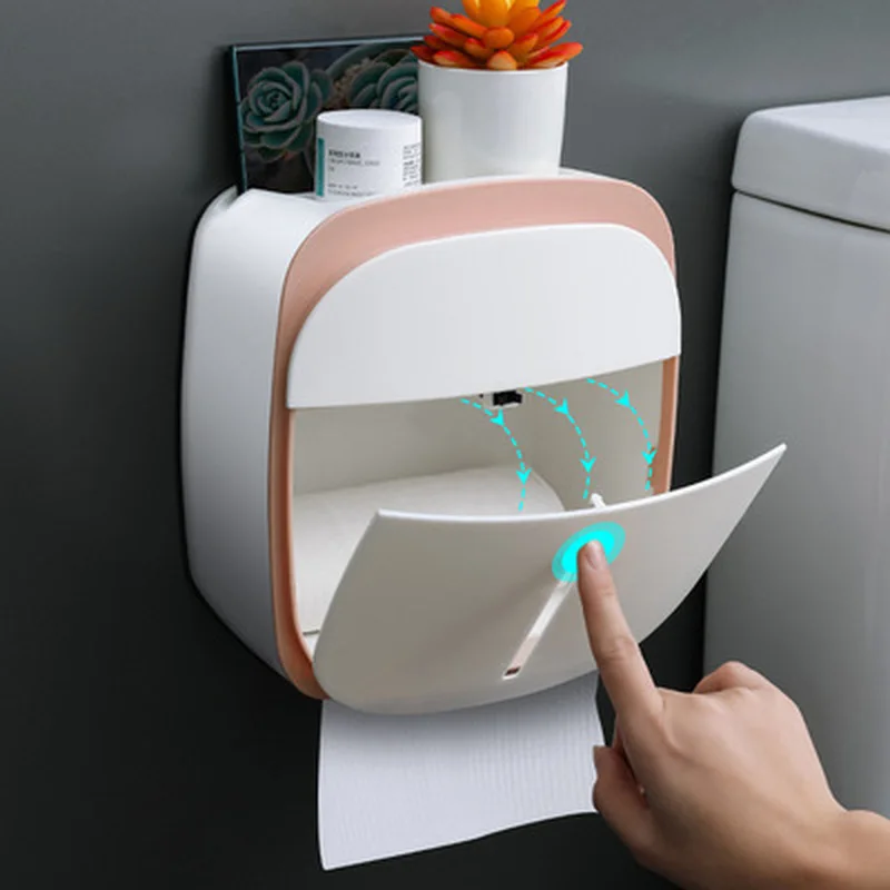 

Bathroom Living Room Multifunctional Creative Double-layer Tissue Box Wall-mounted Non-punch Bathroom Rack Family Storage