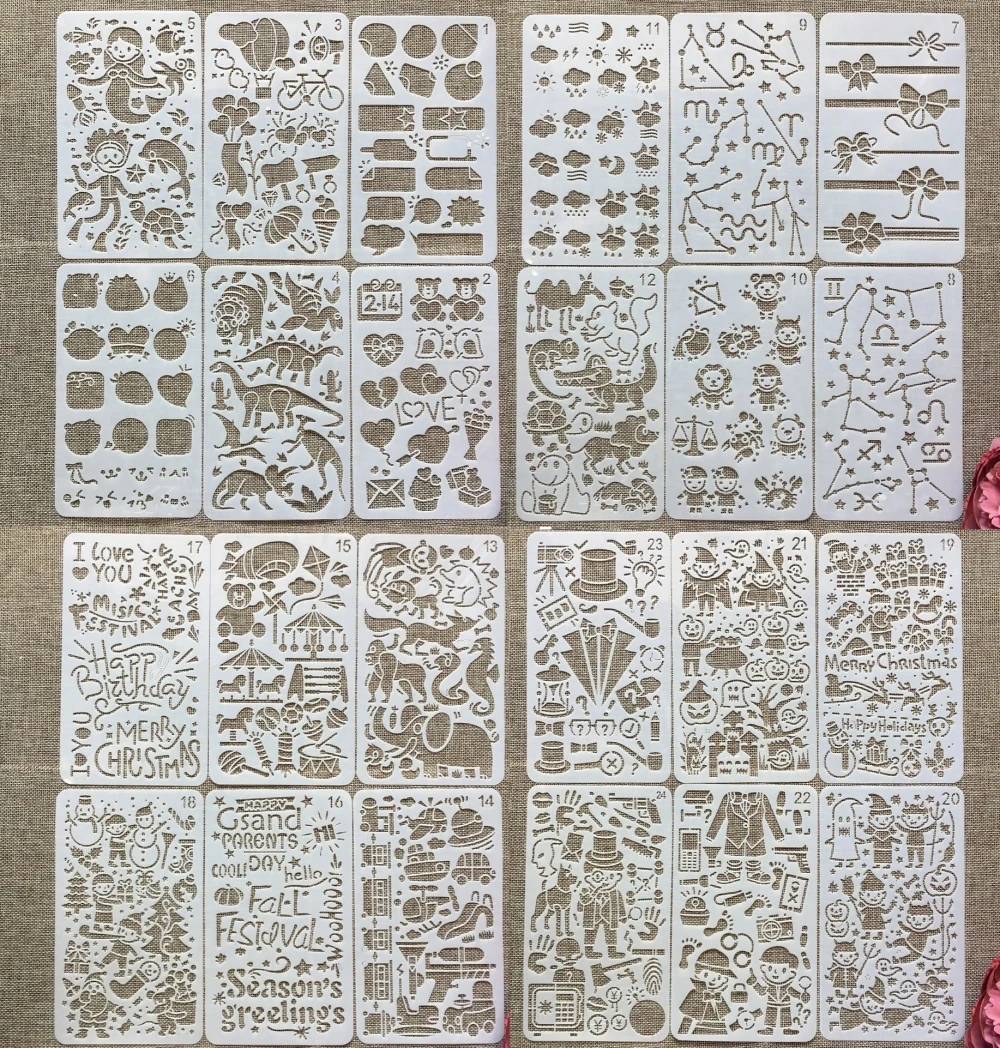

24Pcs/Set 18*10cm Animals Festival DIY Layering Stencils Painting Scrapbook Coloring Embossing Album Decorative Template