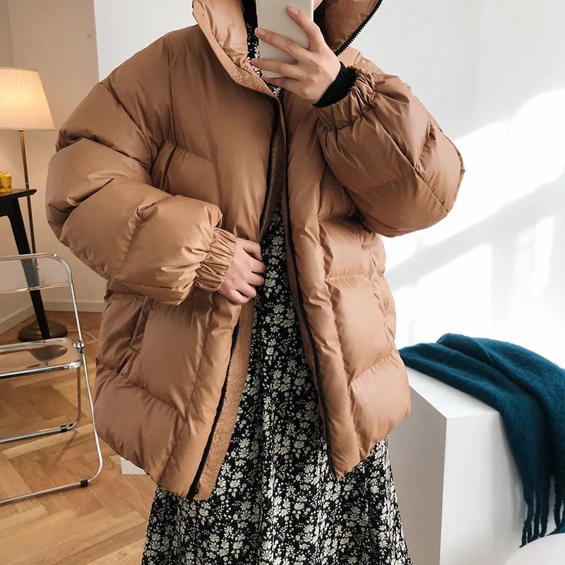 Модная теплая зимняя куртка Женская парка женская черная однотонная