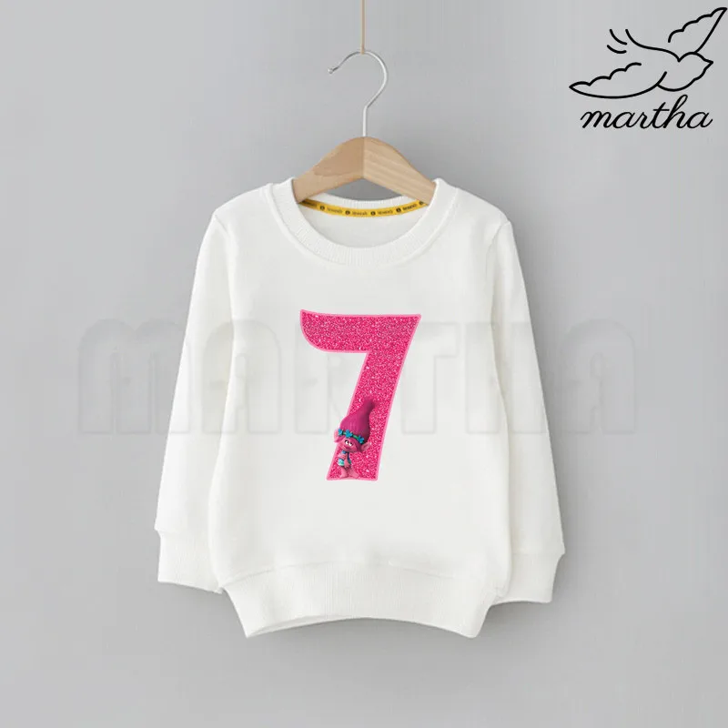 Детские свитшоты с рисунком троллей и цифрами на день рождения детские толстовки