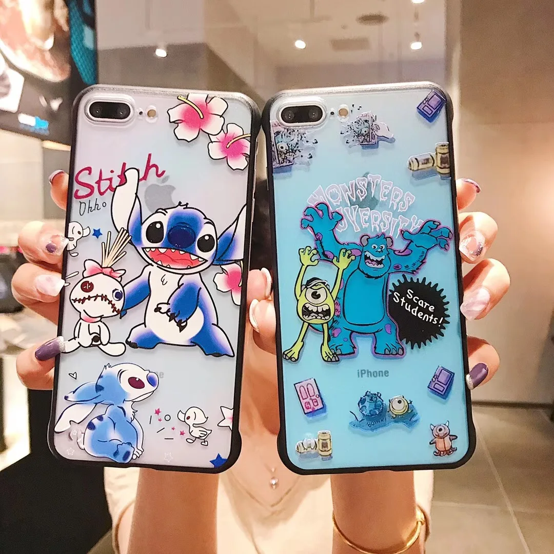 Cute Cartoon Stitch Toy Story Sulley Mike Phone Case For Apple iPhone 7 8 6 6s Plus X XS Max Xr Back Candy tpu Clear Cover Capa |