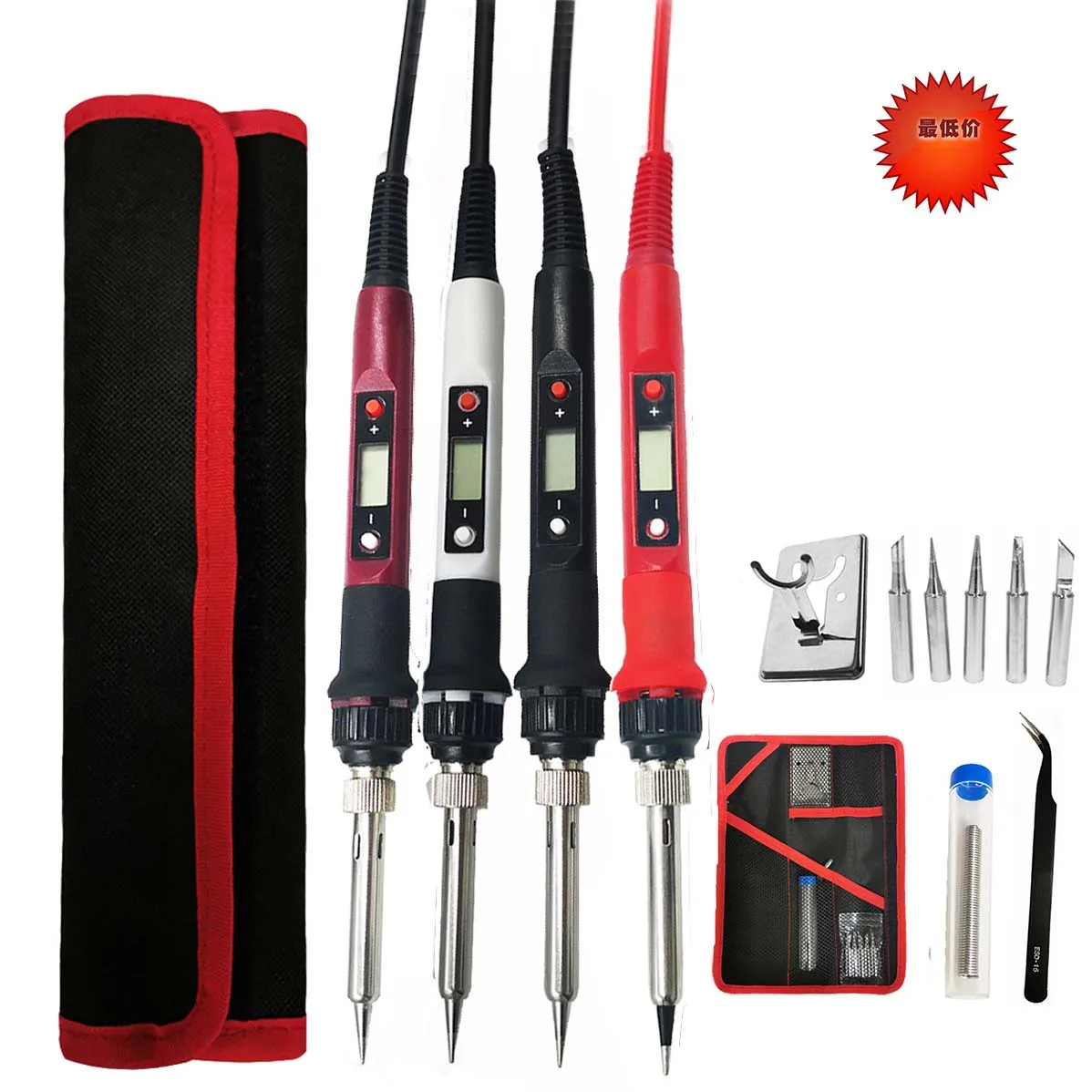 

80W digital soldering iron set set temperature adjustable LCD welding tool ceramic heater soldering iron tip desoldering