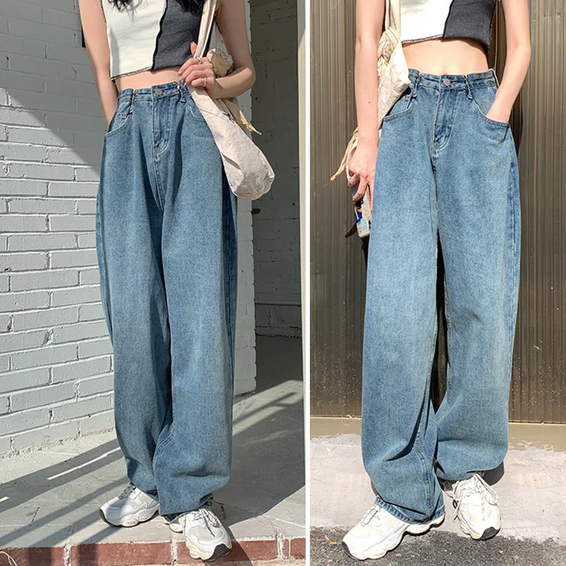 

Джинсы Donsignet женские прямые с завышенной талией, Модные свободные джинсы из денима в стиле ретро, весна-лето