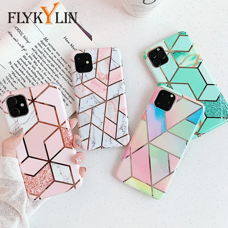 FLYKYLIN покрытие мраморный чехол для iphone 11 Pro Max 6 6S 7 8 Plus X XS XR задняя крышка Ретро