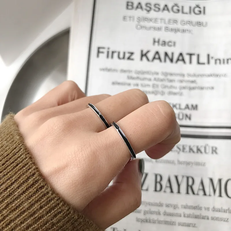 

Южнокорейский выпуск han, модное простое индивидуальное Черное женское Открытое кольцо joker с двойным клеем