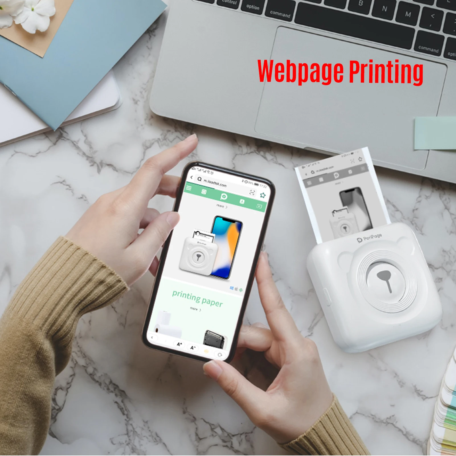 

PeriPage A6 Pocket Photo Printer Wireless BT Thermal Printer Picture Photo Label Memo Receipt Paper Printer AR Photo Function