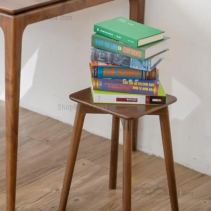 Household Small Square Stool Solid Wood Cherry Black Walnut Makeup Shoe Changing |