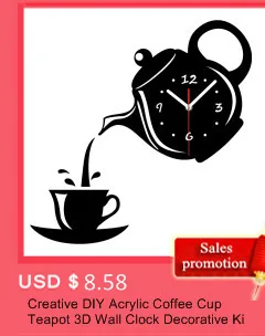 3D Diy Coffee Time Clock Acrylic Wall Clock Modern For Kitchen Home Decor Cup Shape Wall Sticker Hollow Numeral Clock