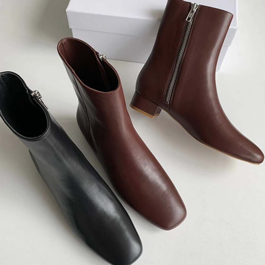 

Женские ботинки Elmsk, Женская обувь в английском стиле, офисные модные зимние ботильоны с мехом внутри, женские ботинки из воловьей кожи с ква...