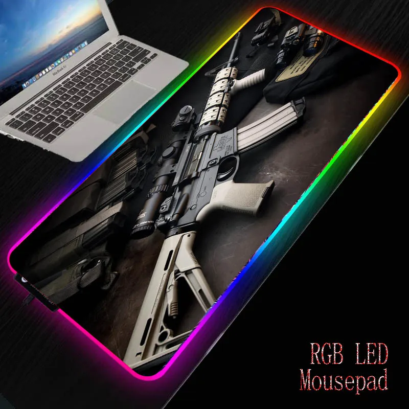 Большой игровой коврик для мыши Mairuige Gun RGB светодиодный компьютерный большой с