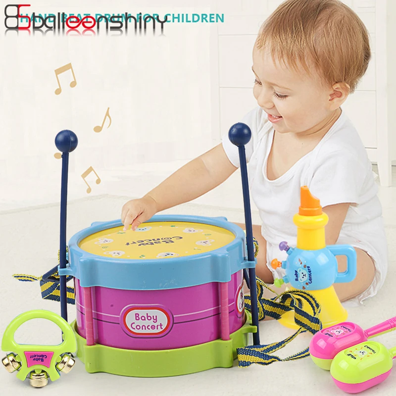 

BalleenShiny 5PCS Children's Musical Instrument Enlightenment Toy Sand Hammer Horn Percussion Drum Baby Toy Early Education Toys