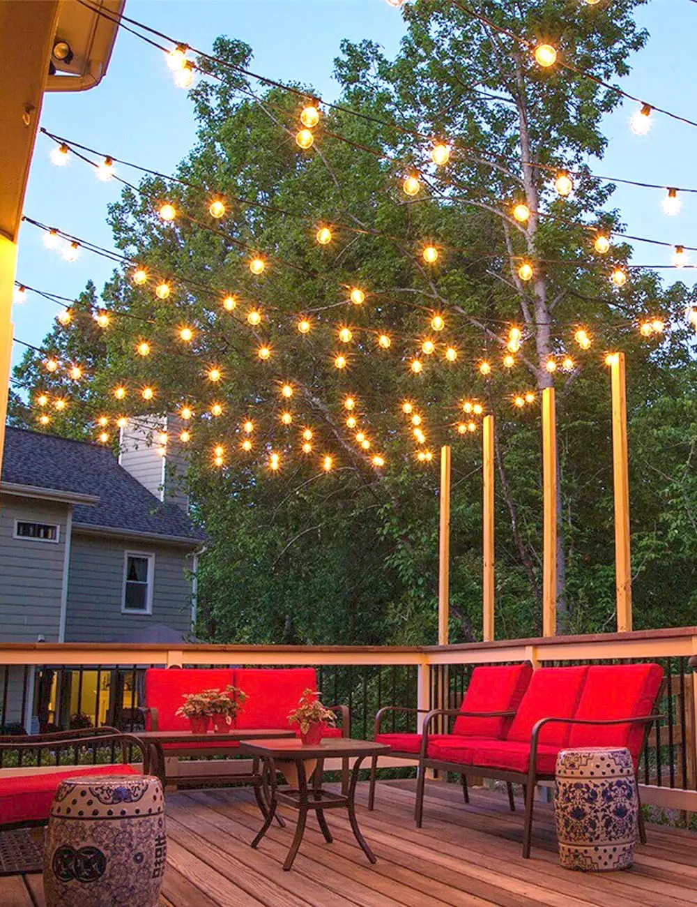 Наружные гирлянды 50Ft с 50 + 2 лампами Эдисона для двора вечерние свадебные уличные |