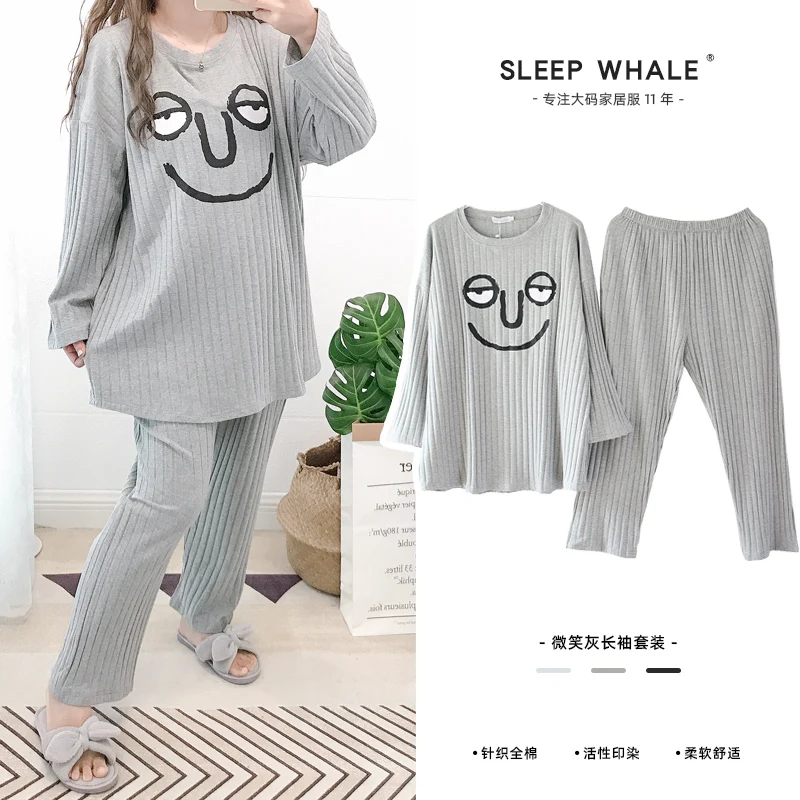 Весенне осенняя японская и Корейская пижама из чистого хлопка с забавными