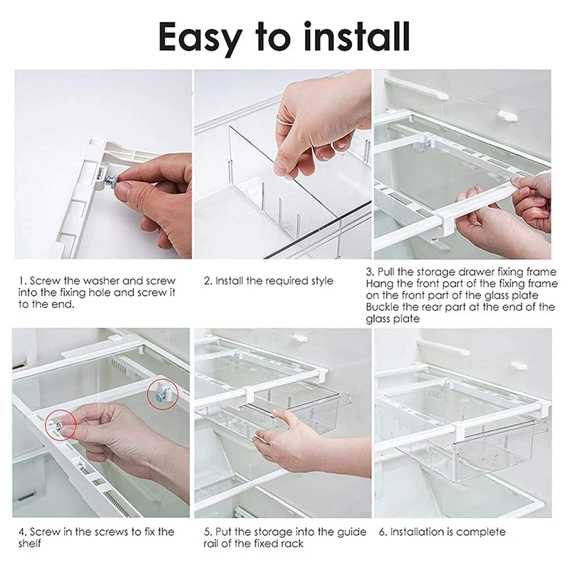

Fridge Drawer Hanging Transparent Storage Box Organiser Freeze Fridge Box for Refrigerator Kitchen Worktops Cupboards Pantry