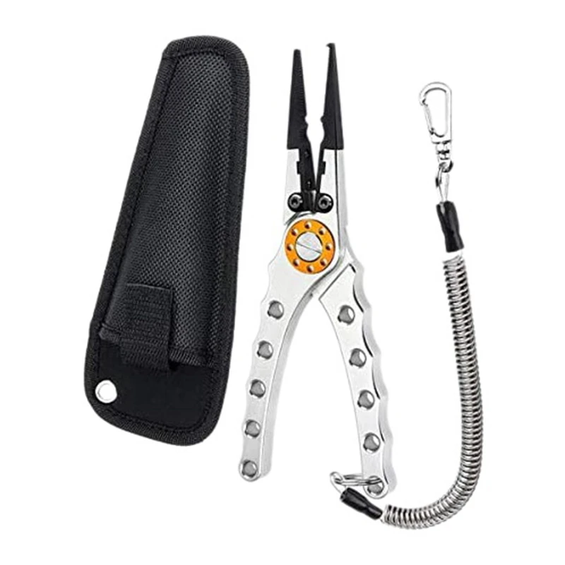 

Aluminum Fishing Pliers with Sheath & Lanyard, Professional Fish Hook Remover for Sea, Saltwater and Freshwater