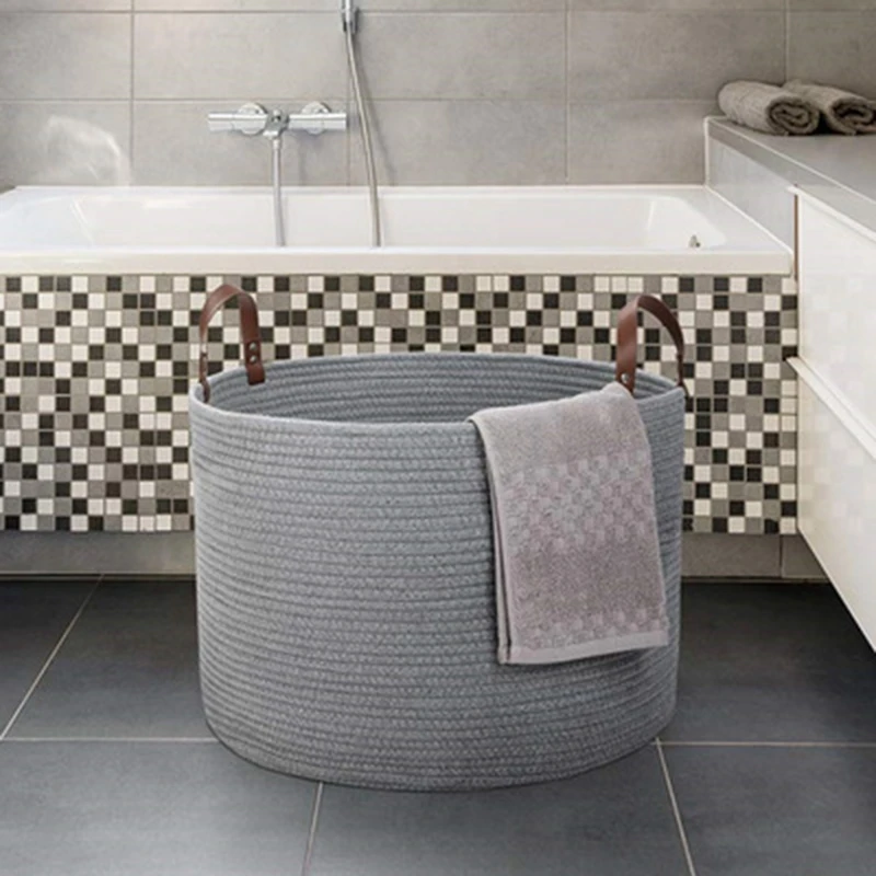 

Basket for Blankets Large Baskets for Storage Blanket Basket Extra Large Cotton Rope - Laundry Basket Storage Basket