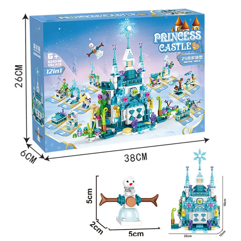 

Toys For Children 12 In 1 Princess Castle Multi Shape Change Girl Kids Gift Diy Educational Assembled Building Blocks Bricks Y13