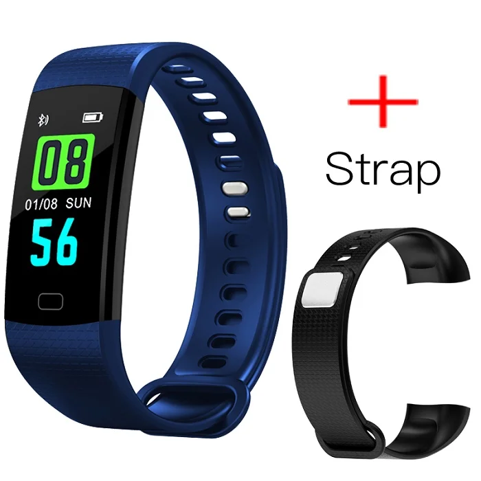 Blue plus strap LYKRY Y5 Смарт-часы, пульсометр, монитор артериального давления, высокая яркость, цветной экран, смарт-браслет, часы, android IOS - Цвет: Blue plus strap