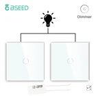Сенсорный светодиодный диммер BSEED, настенный переключатель, 1 клавиша, 2 канала, 2 упаковки, водонепроницаемый Сенсорный переключатель из закаленного стекла