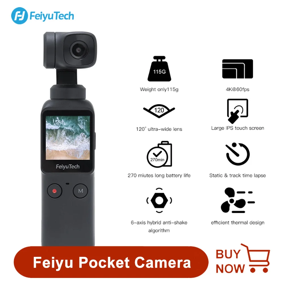 

FeiyuTech Feiyu Pocket Camera Gimbal 3-axis Stabilized Handheld with Smartphone 4K 60fps Video Smart Track