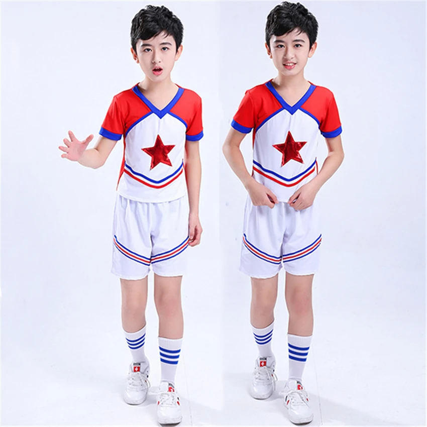Boy Gril Student Cheerleader Teenagers School Uniform Skirt Kid Dance Costume Gymnastics Children Performance Clothing 110-160CM