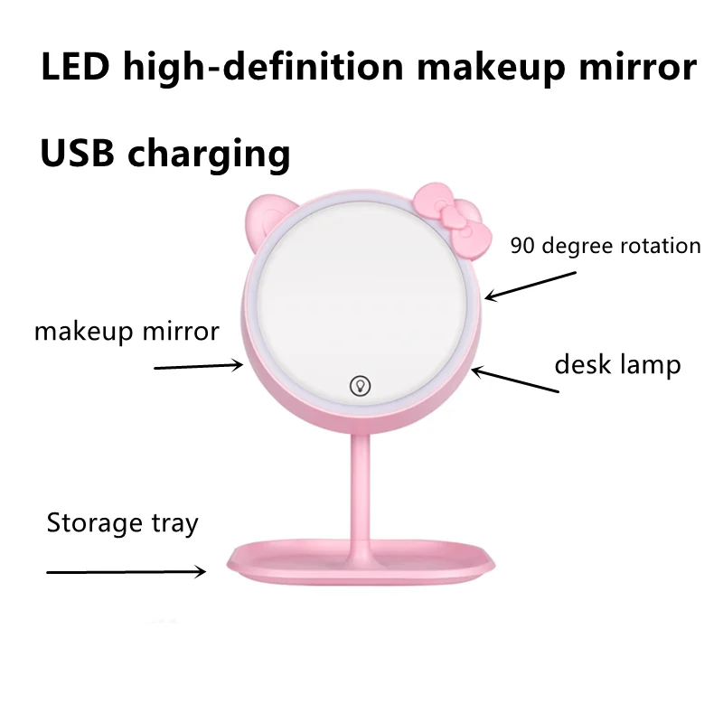 

Makeup Hairdressing Mirror usb charging Lamp Mirror Dimming Makeup Mirror LED Touch Desktop Portable Table led mask