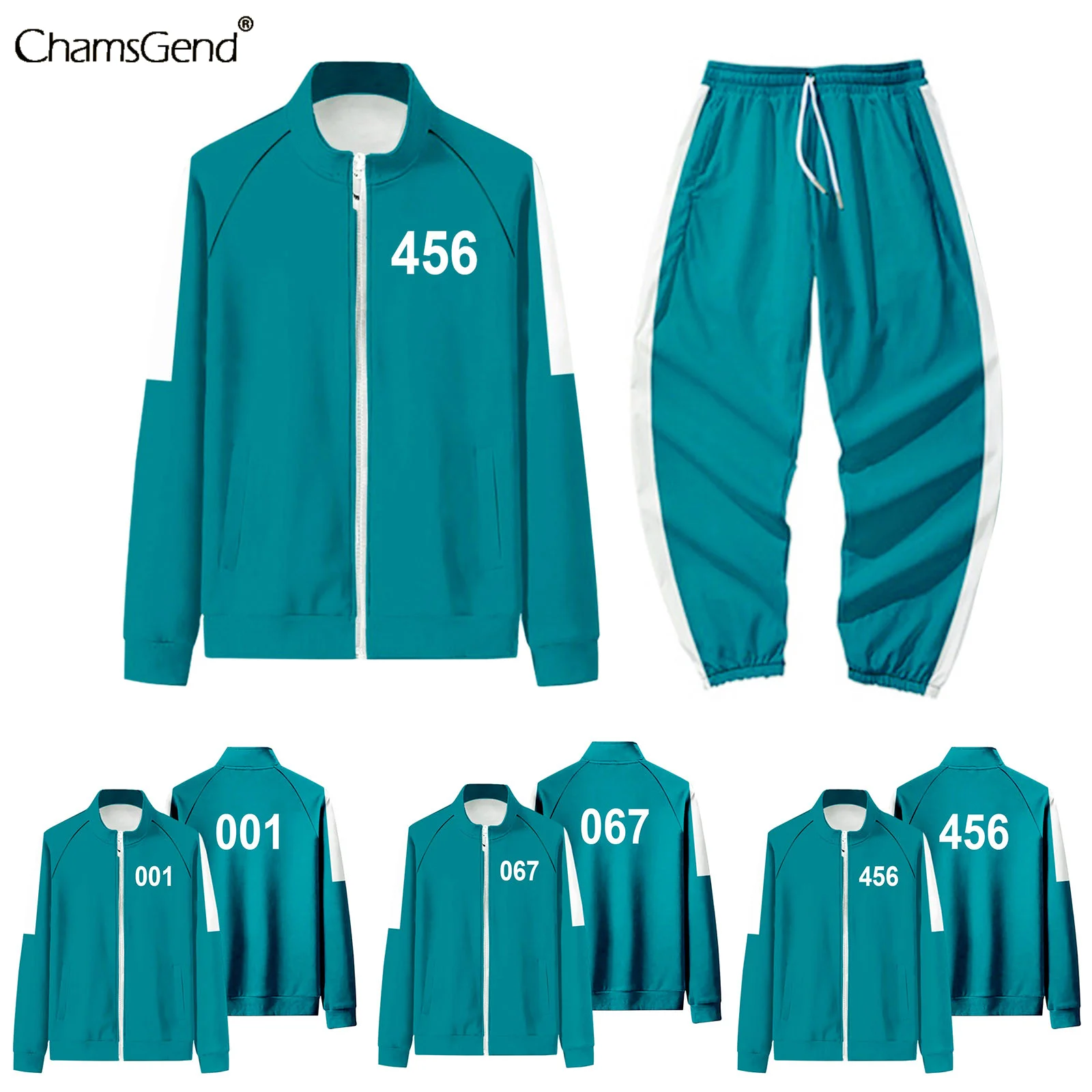 

Squid Game Jacket Pants Round Six Adults Costumes Cosplay Sports Zipper Cardigan Digital 456 Print Pocket Sweatshirts Set 2021