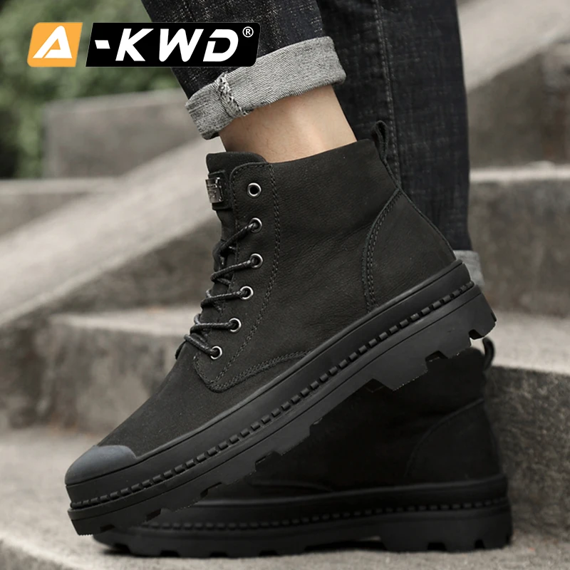 Мужские зимние ботинки на меху черные высокие кроссовки Рабочая обувь