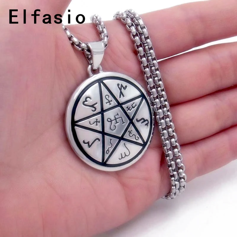 Мужская Pewter подвеска Alchemical Theban Heremetic Wiccan Pentacle Star языческий амулет цепочка из