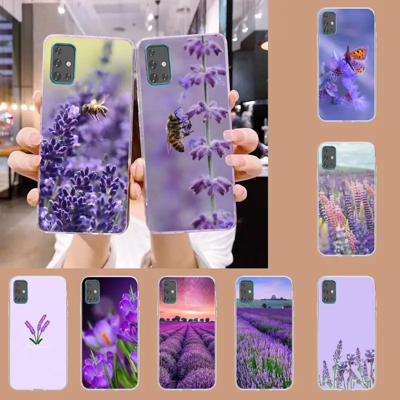 

Simple Lavender Purple Flowers Phone Case For Samsung S21 S30 S10 S9 S8 S7 A31 A12 A70 A52 A30 lite plus ultra soft Cover