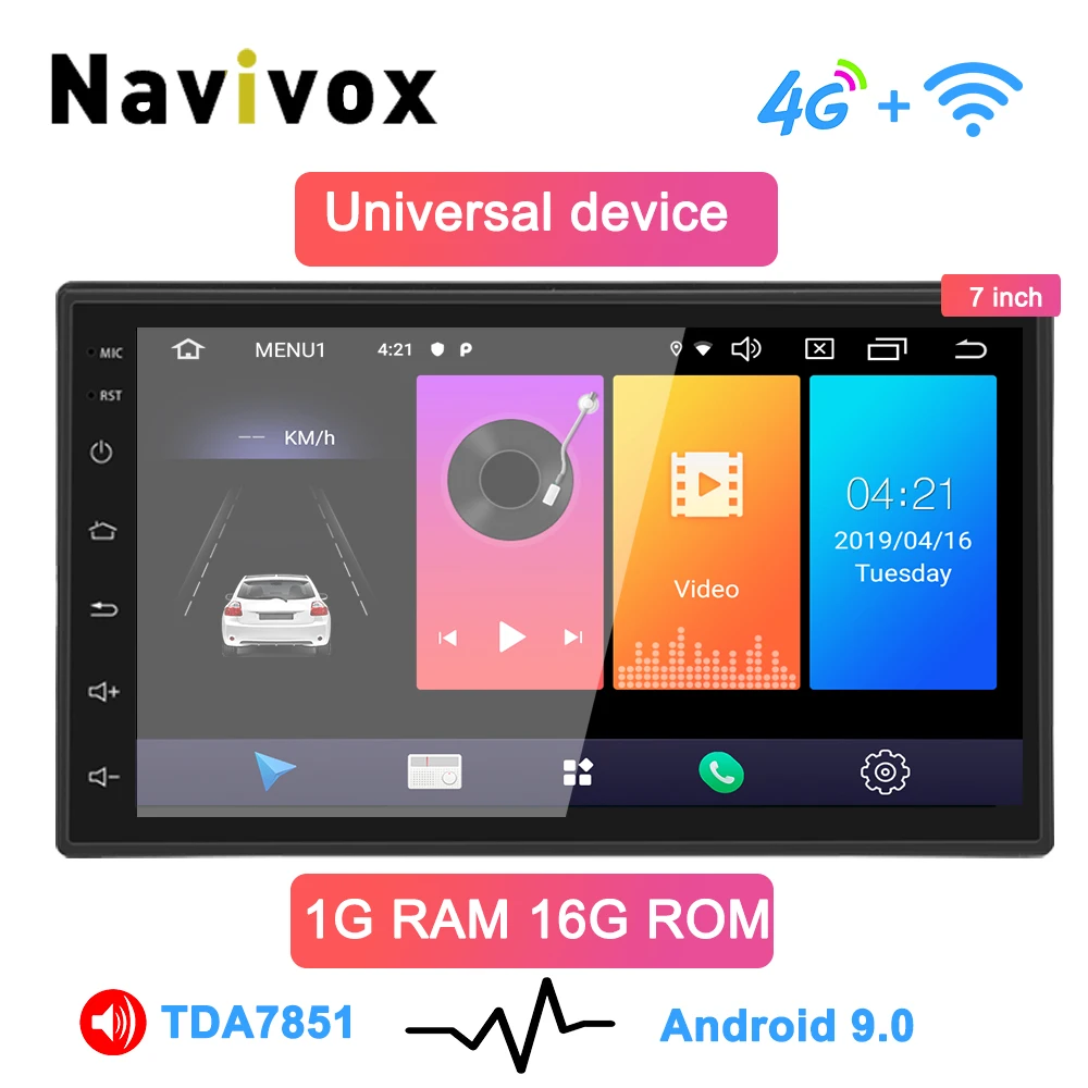 Navivox " Радио gps 2 DIN в автомобиль плеер Android 9,0 GO Универсальный радио gps Навигация Аудио плеер для Nissan Toyota hyundai Polo