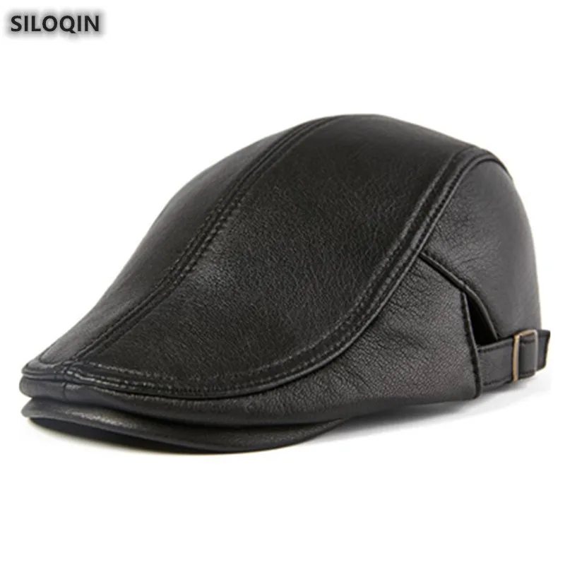 

Новинка, шапка SILOQIN из натуральной кожи, осенне-зимние мужские береты, Кепка из овечьей кожи, модные мужские брендовые кепки, разноцветные ша...