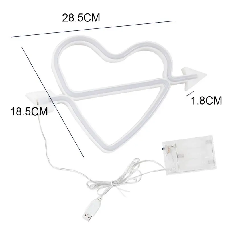 

Neon Heart Sign Arrow Piercing Heart LED Neon Signs Art Decorations Night Lights Lamp For Living Room Home Wedding Party