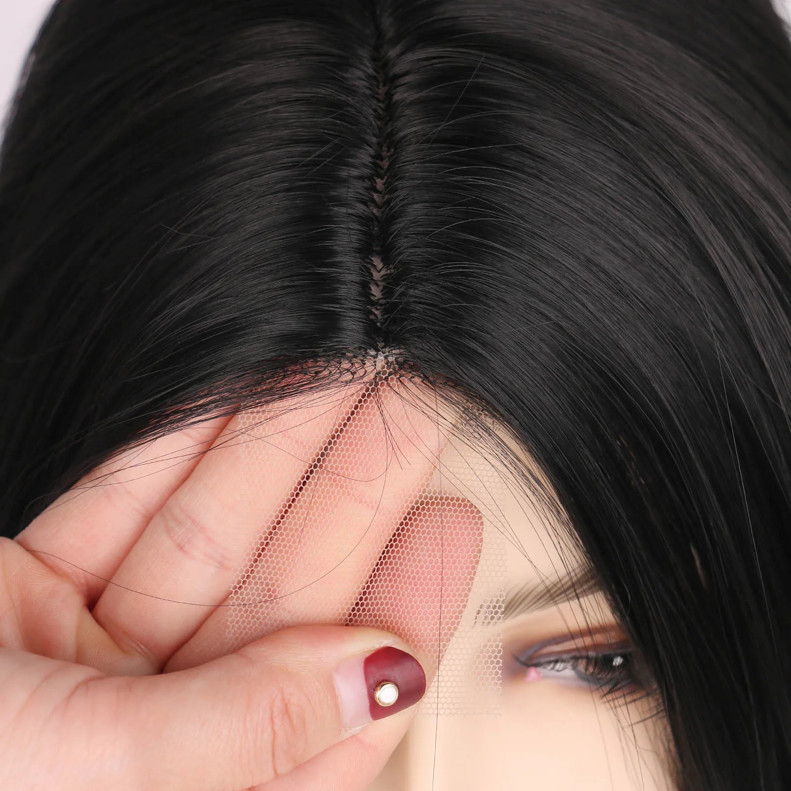 BCHR длинные прямые черные парики синтетические для женщин средний пробор