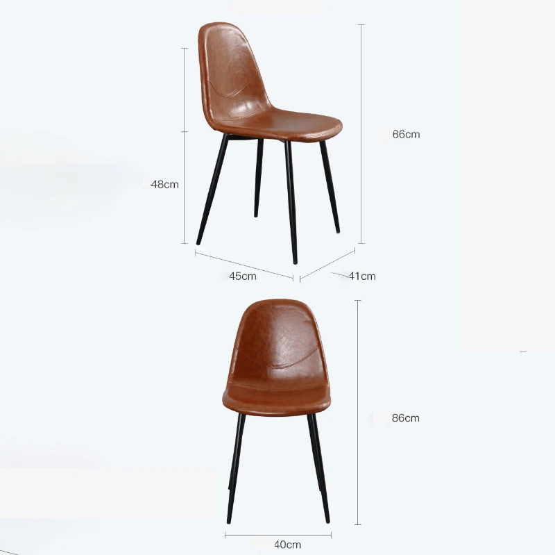

Nordic Dining Chairs Kitchen Furniture Leather Dining Chair Modern Minimalist Home Wrought Iron Backrest Coffee Shop Ins Chair