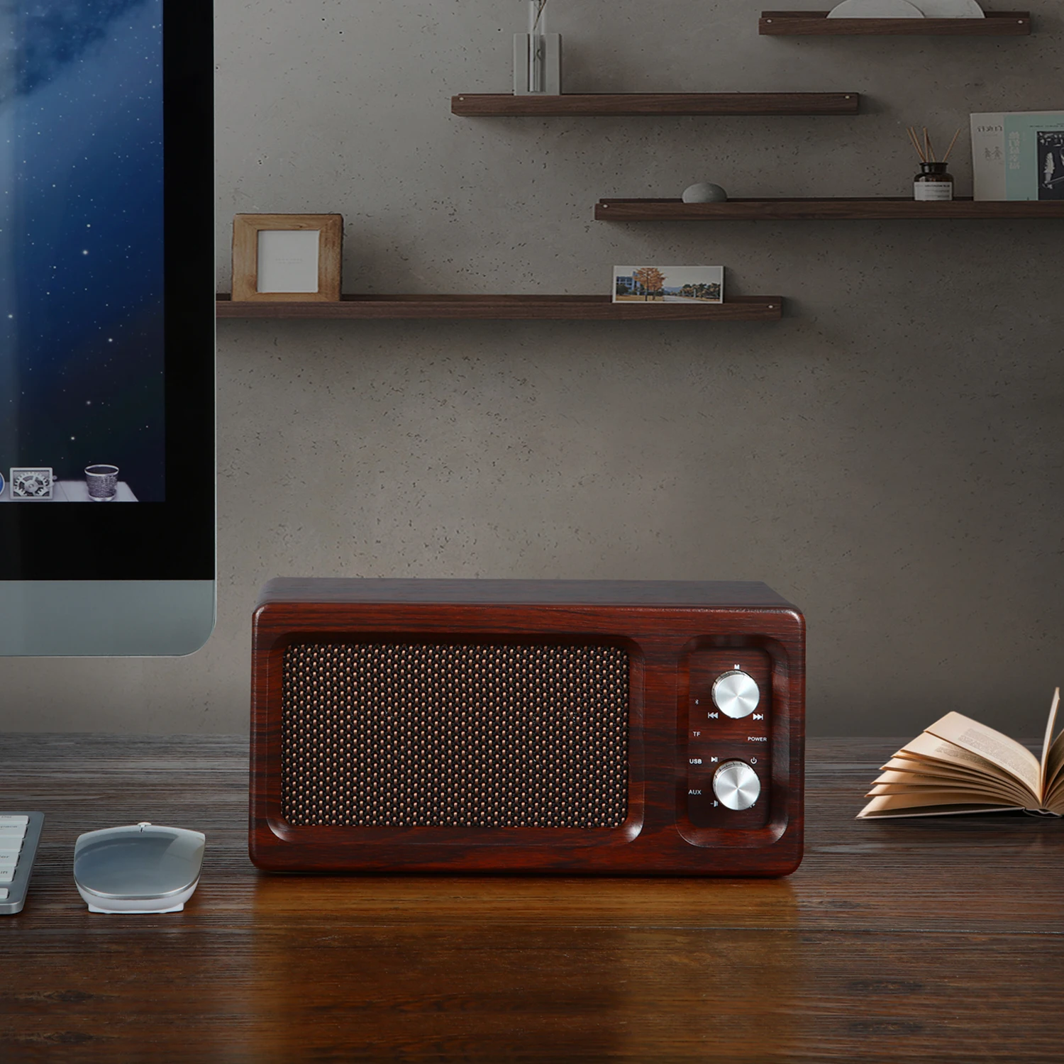 

AWEI Y29 16W Vintage Brown/Black Portable Wireless Bluetooth Speaker Retro Wood Design Stereo Sound for Camping/Dancing/Outdoor