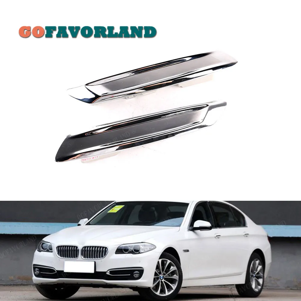 

Pair Chrome Exterior Front Fender Trim Molding Left+Right 51137336645 51137336646 For BMW F10 LCI 2013 2014 2015 2016 Sedan Only