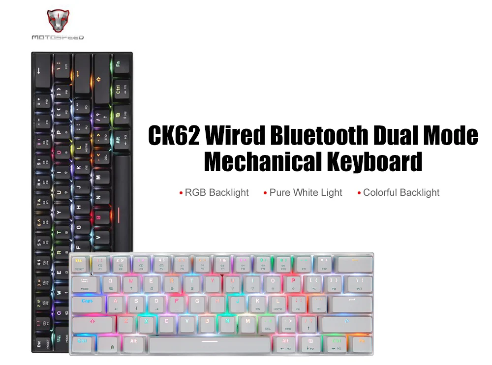 MOTOSPEED CK62 клавиатура Проводная/Bluetooth клавиатура двойной режим механическая клавиатура 61 клавиши RGB светодиодный подсветка игровая клавиатура
