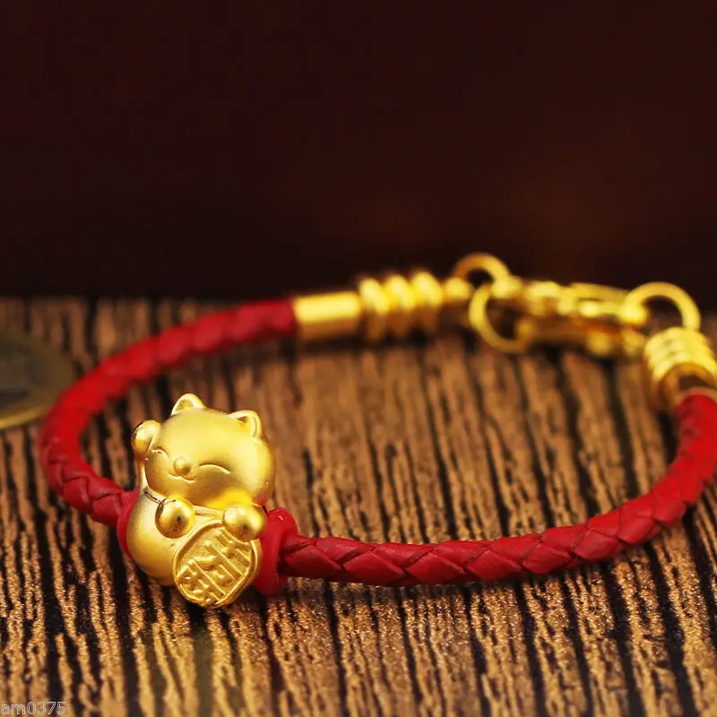 Настоящий Браслет из 24-каратного золота чистый желтый подлинный AU999 изящный