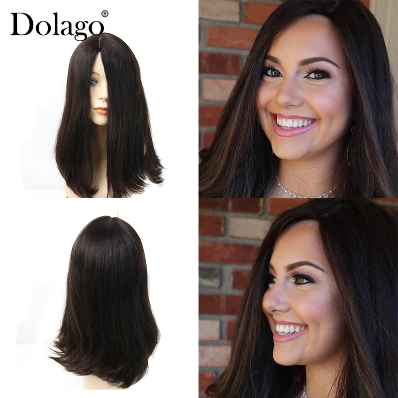 Еврейский парик на шелковой основе парики из человеческих волос спереди