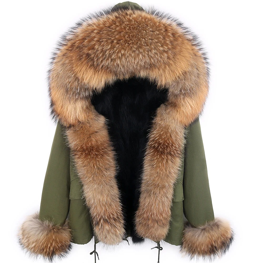 Short Parka Real Fur Coat Winter Jacket Women Natural Real Fox Fur Coats with placket Outerwear Streetwear Casual Oversize enlarge