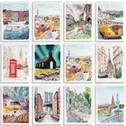 Постер с городским пейзажем ландшафт современного города, холст, роспись, Нью-Йорк, Барселона, Париж, настенный художественный постер в скандинавском стиле, домашнее украшение