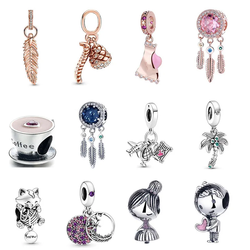 

Authentic 925 Sterling Silver Dream Catcher Coffee Cup Boy Charm For Original Pandora Women's Bracelet Necklace