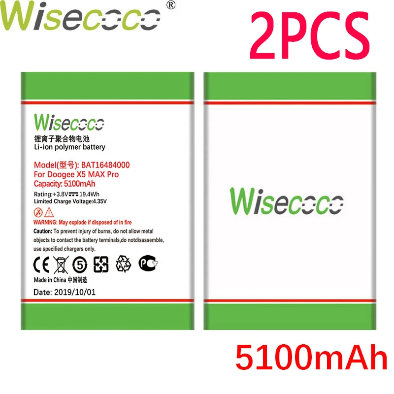 Аккумулятор WISECOCO Для DOOGEE X5 MAX 2 шт. 5100 мАч|Аккумуляторы для мобильных телефонов| |